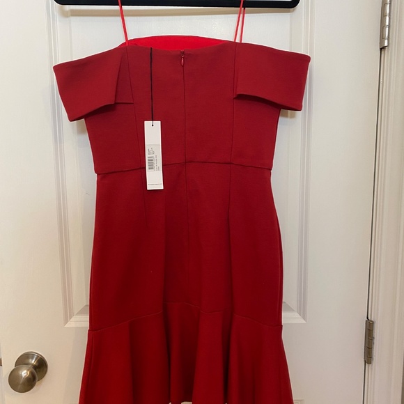 NWT $495 N NICHOLAS Red Ponti Off Shoulder Mini Party Cocktail Dress - Size 4 - Picture 8 of 9